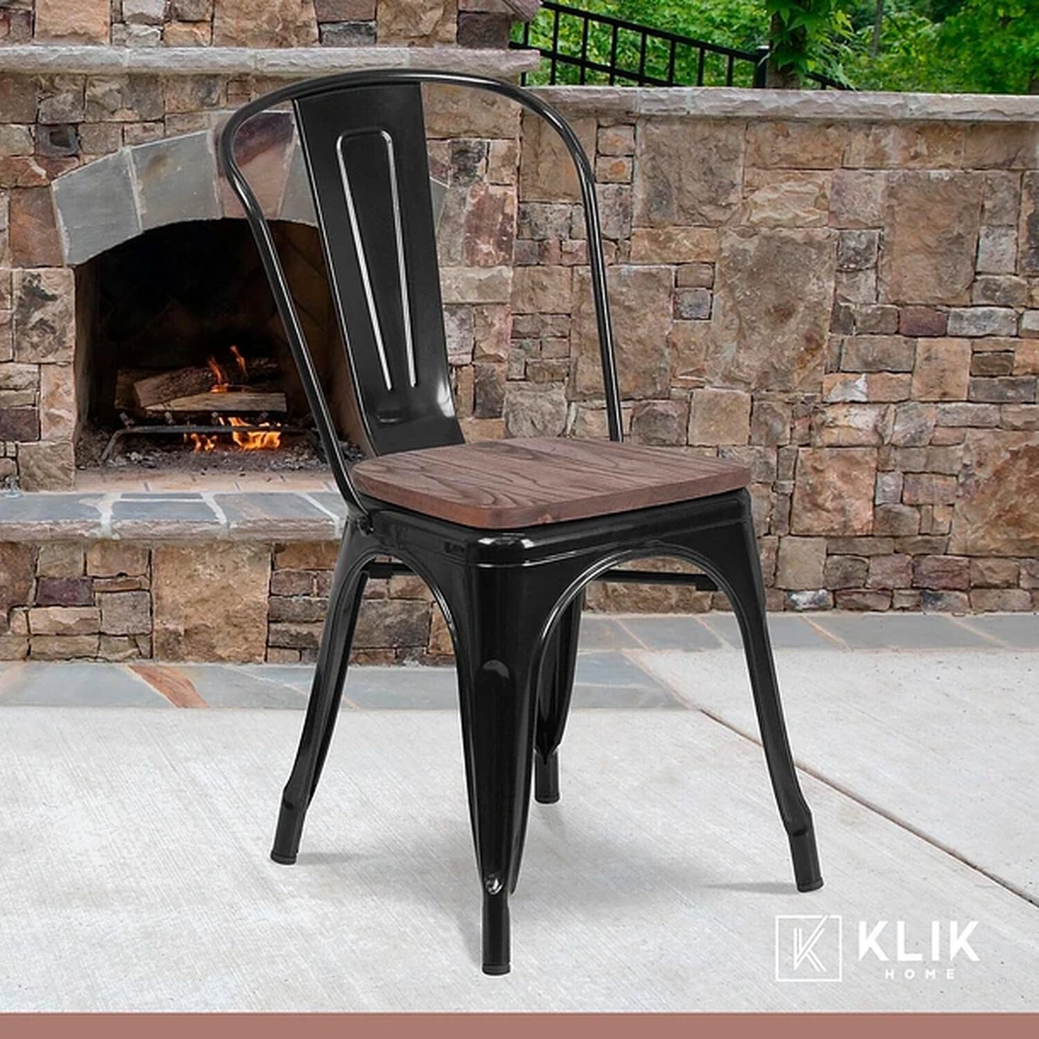 Comedor Industrial 160x90 Oscura + 6 Sillas Tolix Negras Con Asiento De Madera Oscura Walnut image number 7.0