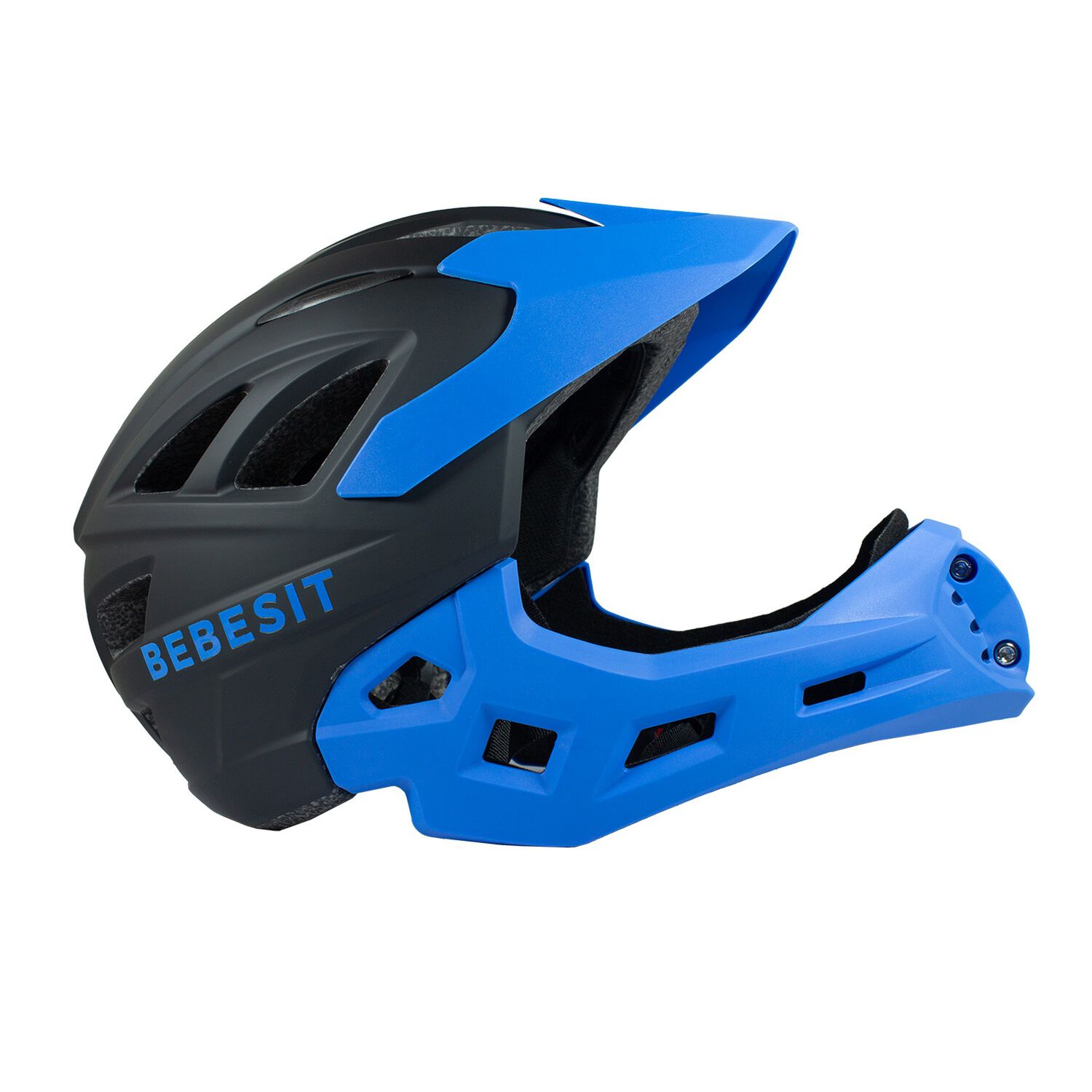 Casco Integral Bici Cross Rejilla Desmontable Negro Azul image number 1.0