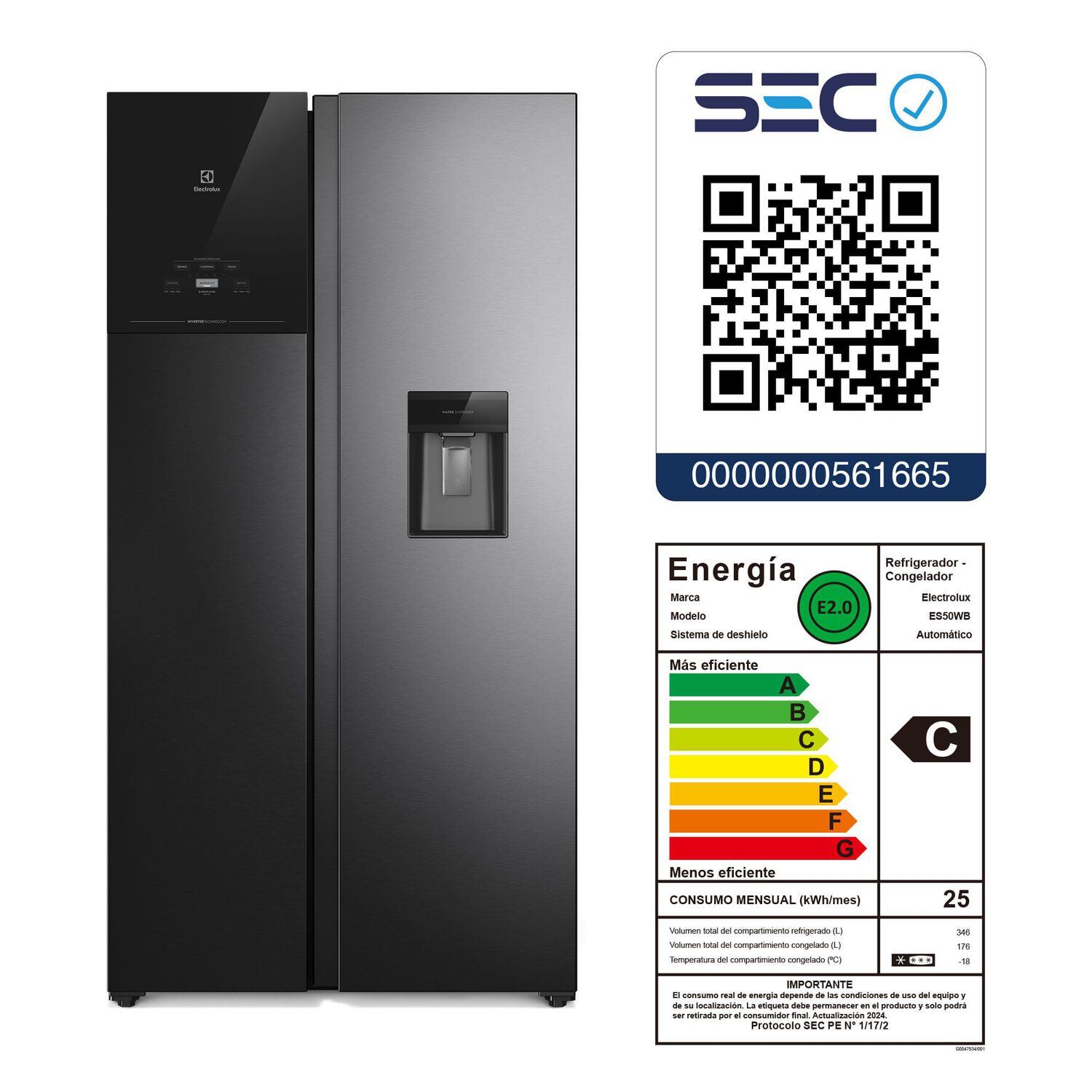 Refrigerador 526l No Frost Side By Side Inverter Es50wb image number 11.0