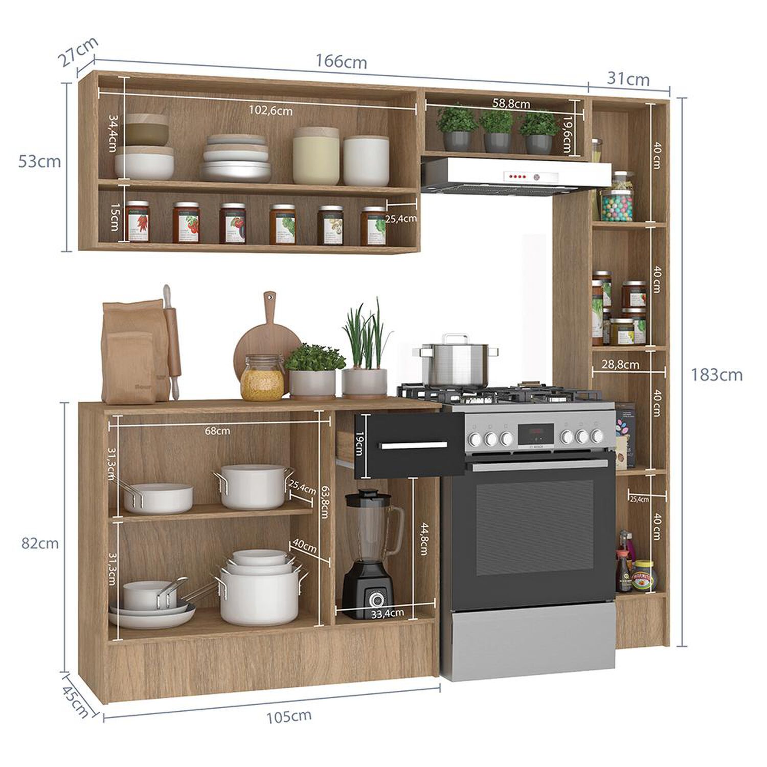 Mueble De Cocina Vekkahome Madri / 7 Puertas / 1 Caj&oacute;n image number 1.0