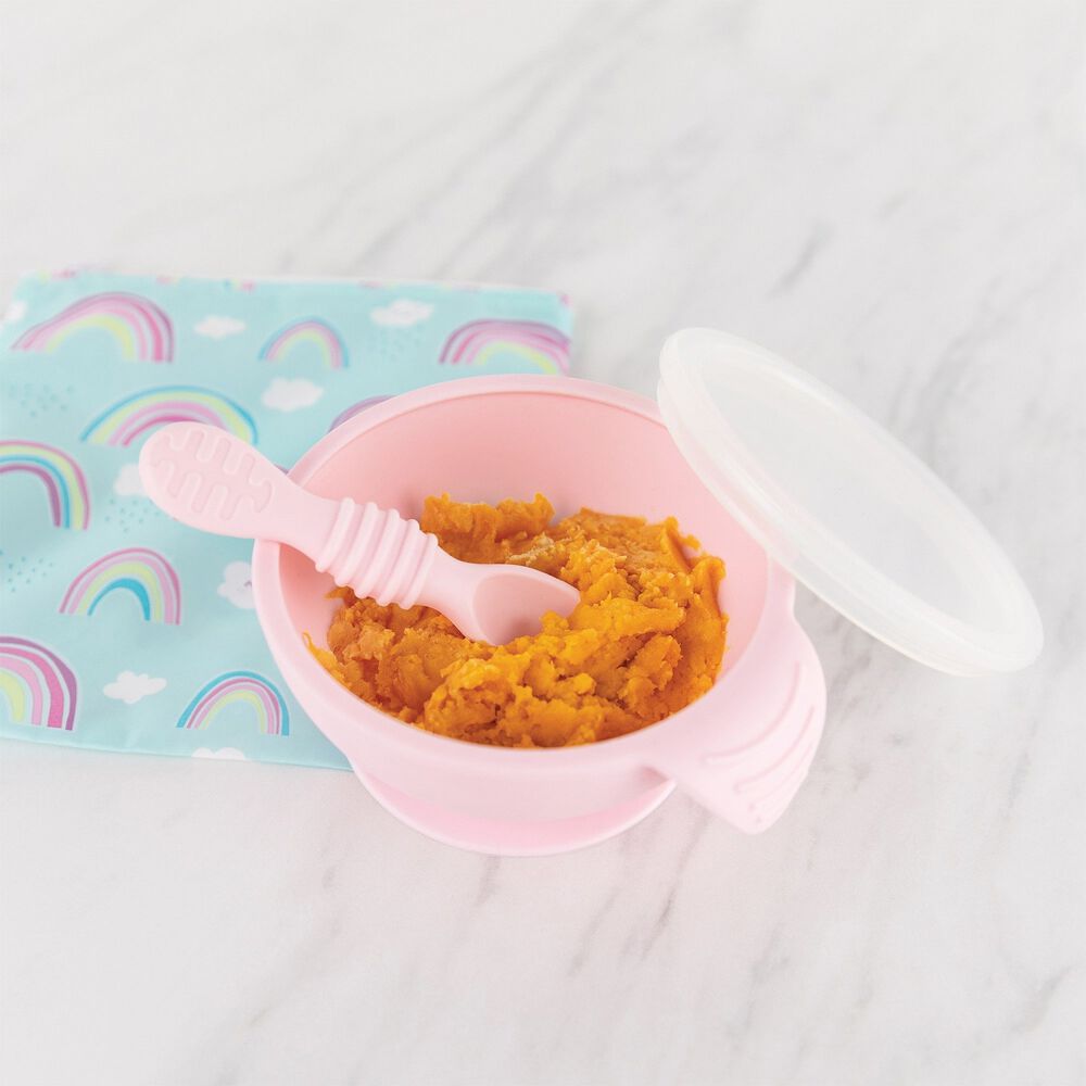 Mi 1er Plato+cuchara (silicona)/ Firstfeedingset Rosa image number 4.0