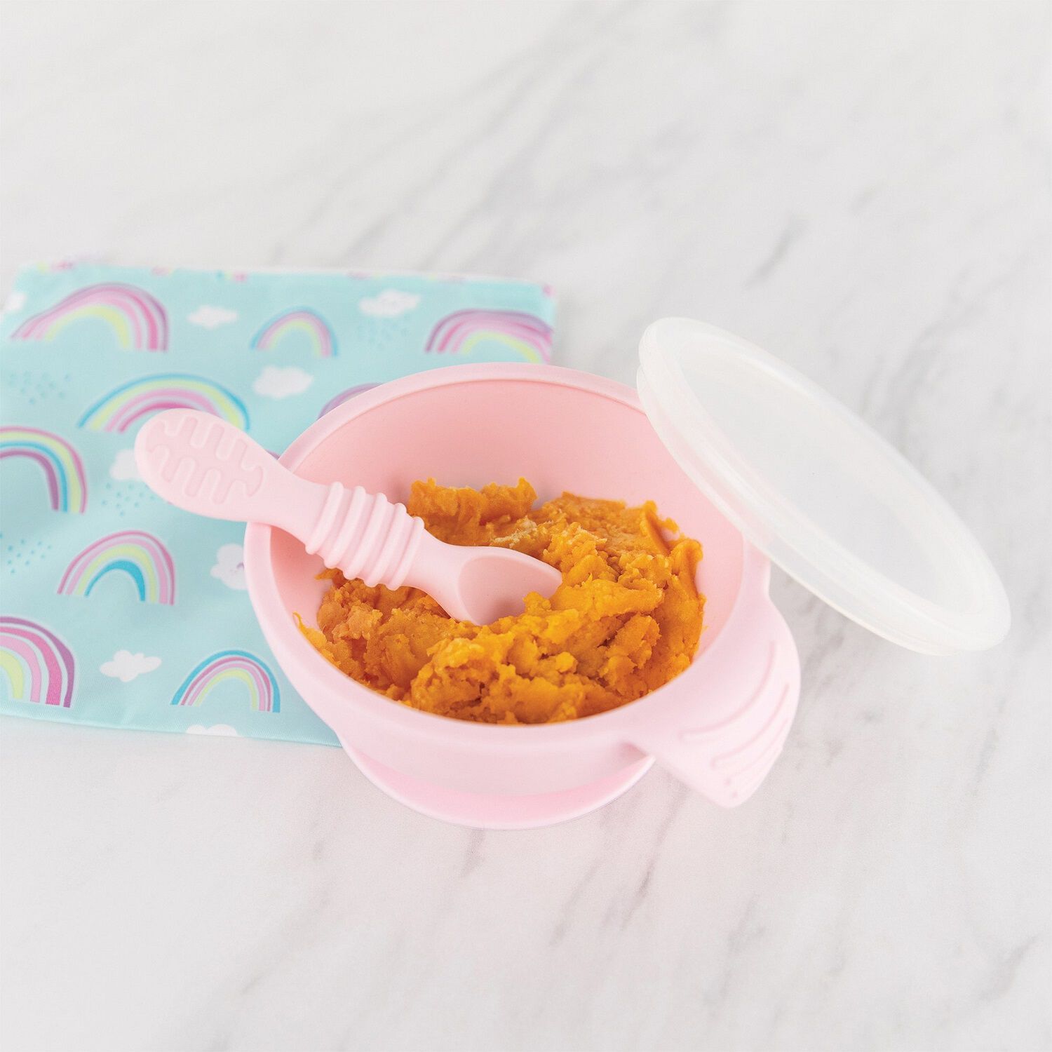 Mi 1er Plato+cuchara (silicona)/ Firstfeedingset Rosa image number 4.0