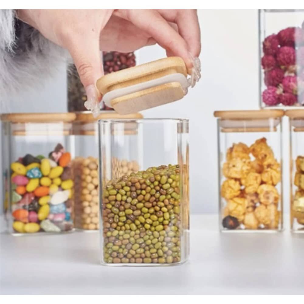 Pack 4 Frasco 500ml Para Condimentos Especias Tapa De Bambu image number 1.0