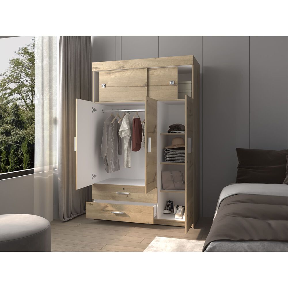 Closet 5 Puertas 2 Cajones Fm-003c Café Claro Y Blanco image number 5.0