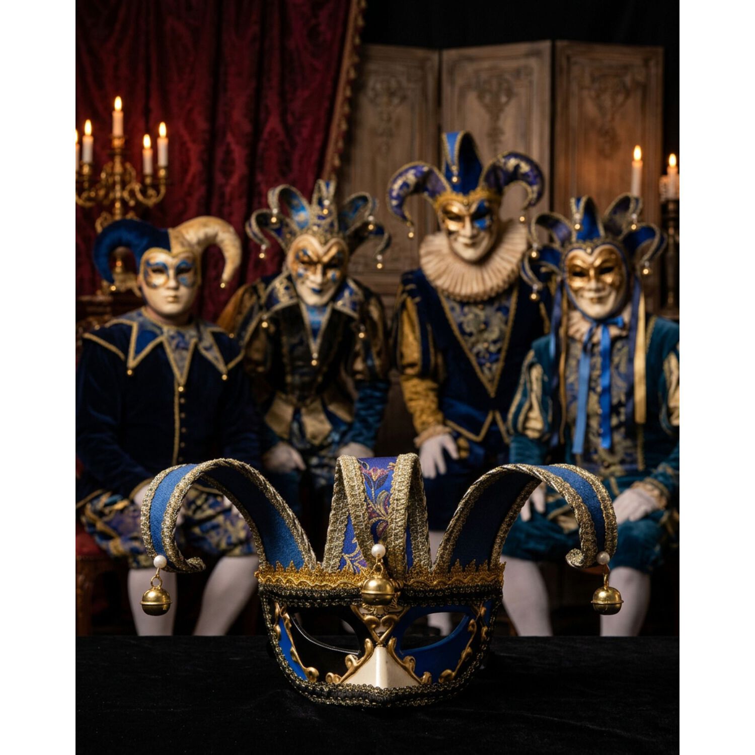 M&aacute;scara Buf&oacute;n Unisex Con Cascabeles Para Fiesta Veneciana image number 14.0