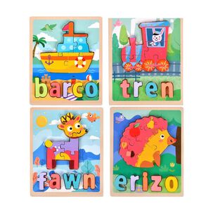 Pack 4 Rompecabezas 3d Animales Educativo