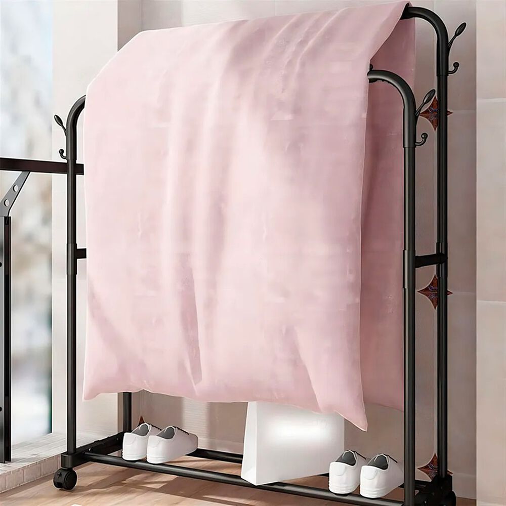 Perchero Rack Rodante Colgar Ropa 2 Niveles Negro image number 1.0