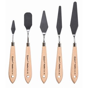 Set 5 Esp&aacute;tulas G-wd Para Pintura &Oacute;leo Acr&iacute;lica Madera - Ps