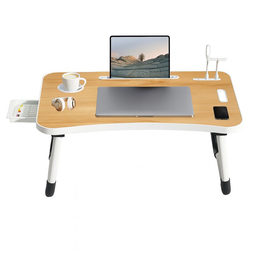 Escritorio Port&aacute;til Madera Usb Y Posavaso Plegable image number 1.0