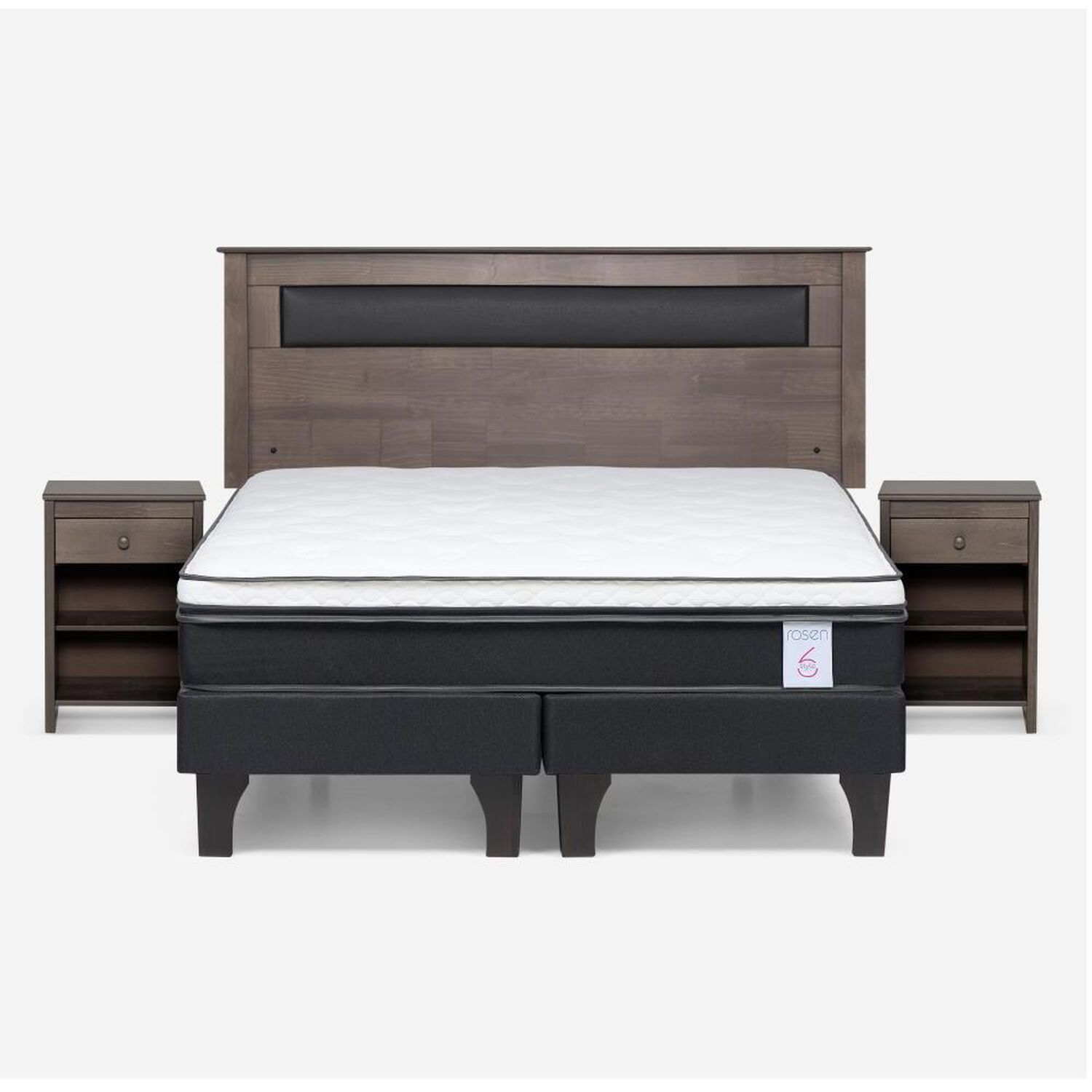 Cama Europea Rosen New Style 6 / 2 Plazas / Base Dividida + Set De Maderas image number 0.0