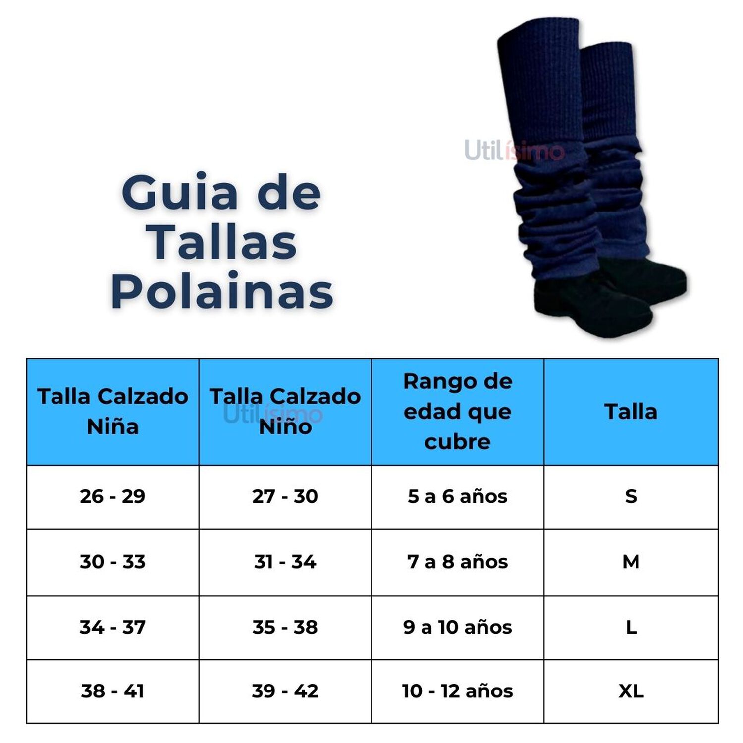 Polaina Escolar Acr&iacute;lica Azul Ni&ntilde;a 1 Par image number 2.0
