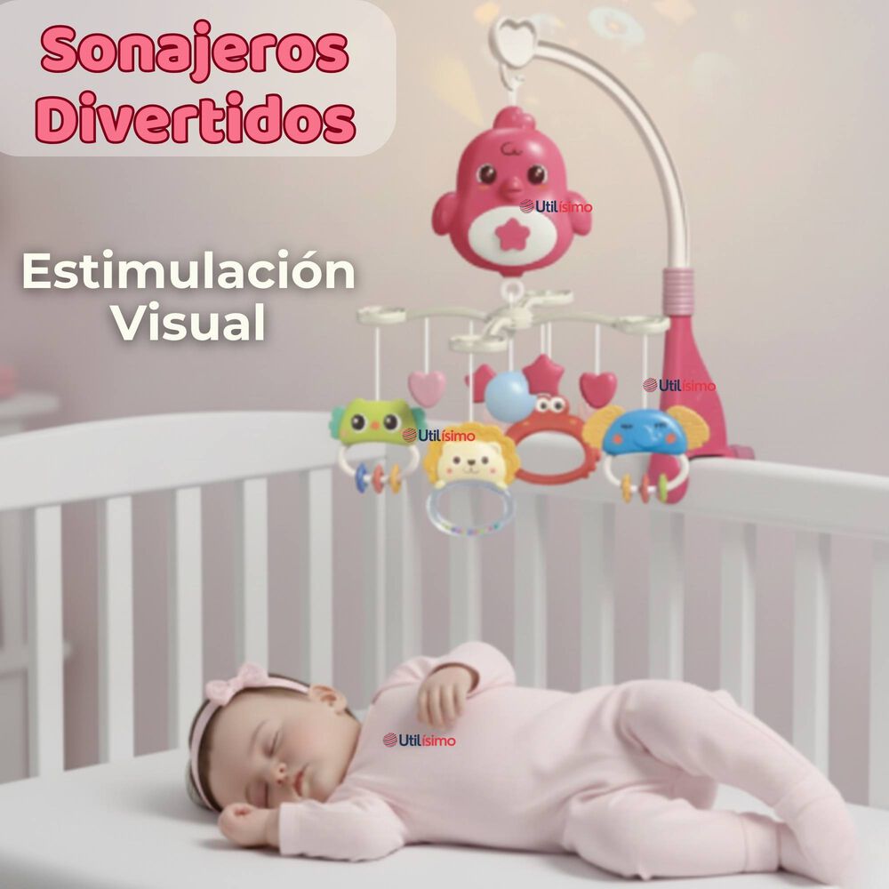 M&oacute;vil Giratorio Musical Proyector Beb&eacute; Ni&ntilde;a Rosado image number 9.0