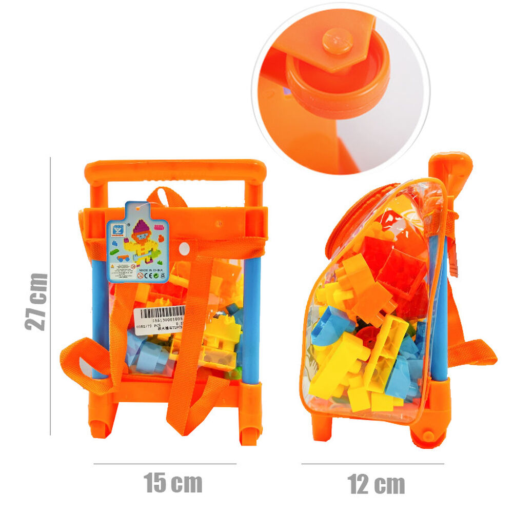 Maleta Bloques Armables Para Ni&ntilde;os Mochila Juguetes 85pzs image number 4.0