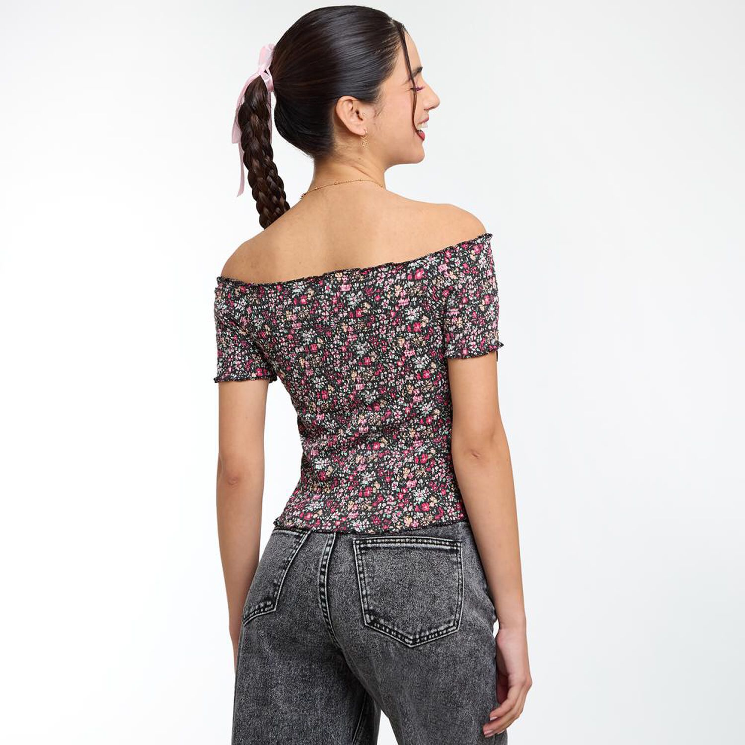 Polera Crop Panal Manga Corta Cuello Recto Mujer Freedom image number 3.0