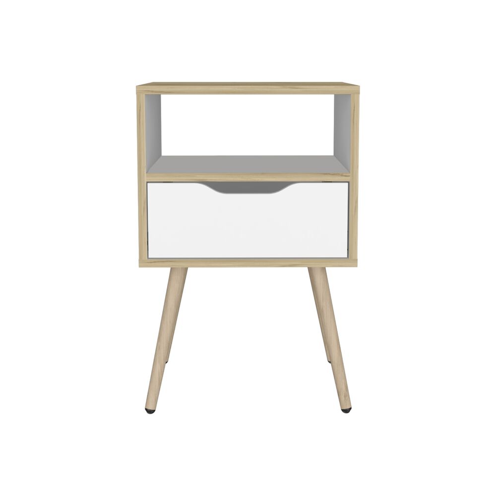 Velador 1 Cajon 40x63x35 Cm Fm-015c - Café Claro / Blanco image number 2.0