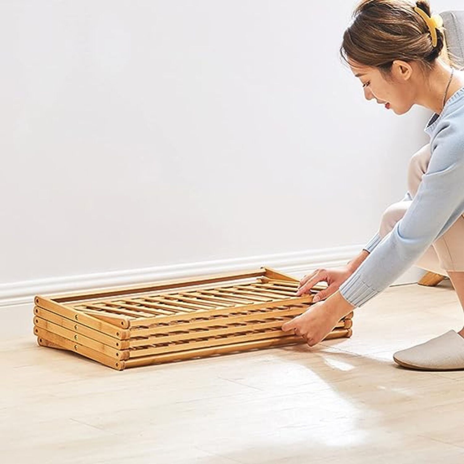 Zapatero Plegable De Madera Con 4 Niveles 70x25x68 Cm image number 4.0