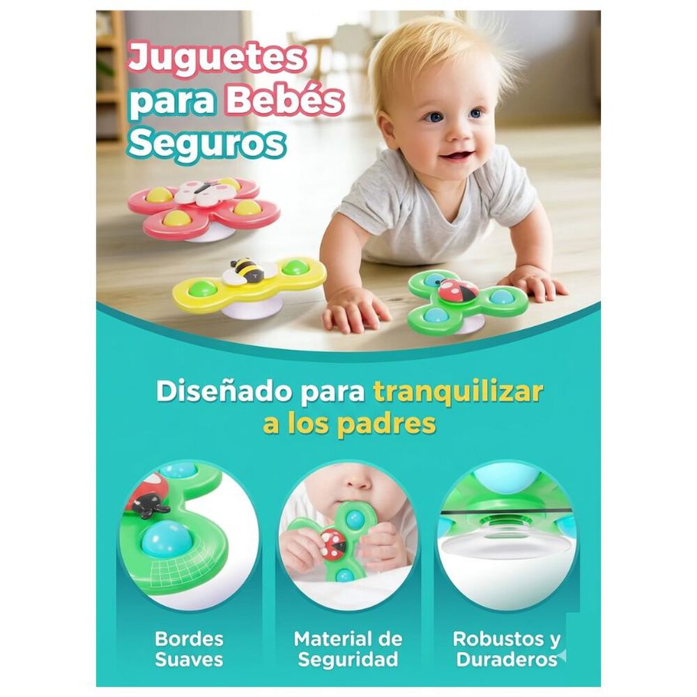 Juguete Sensorial Giratorio Spinner Ventosa Bebe 3 Piezas image number 4.0