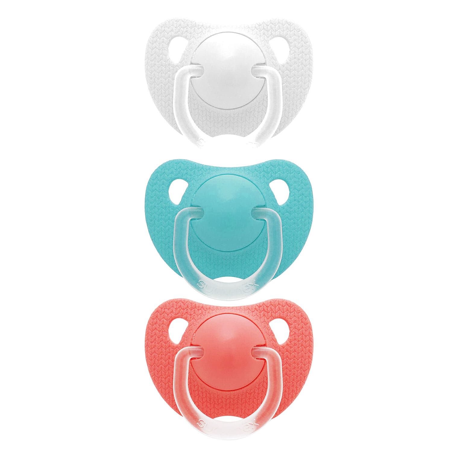Pack De 3 Chupetes Evolution Blanco, Celeste Y Coral image number 0.0