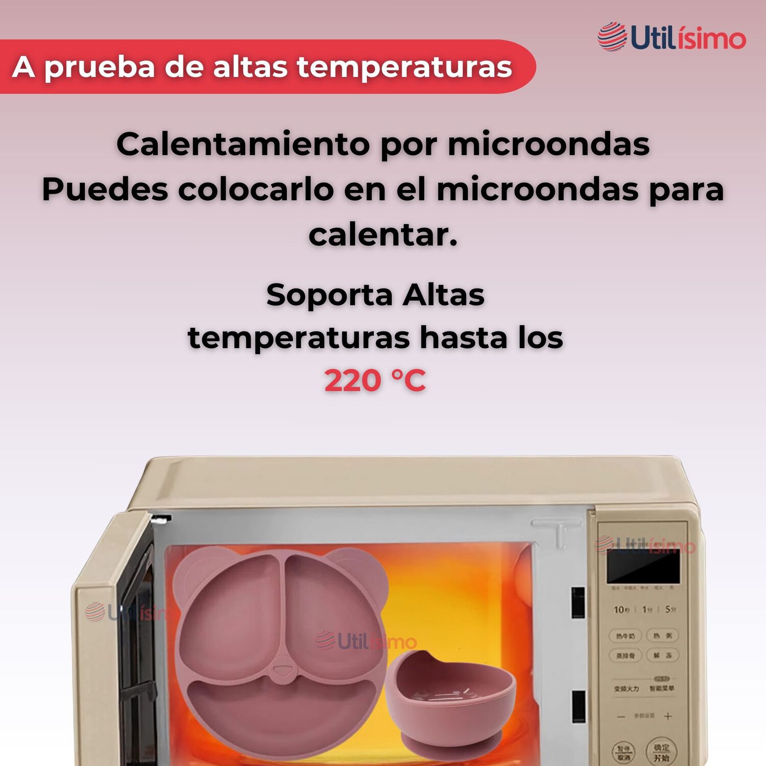 Set De Alimentaci&oacute;n Beb&eacute; Silicona De Oso 6 Piezas Libre Bpa Color Rosa Oscuro image number 3.0