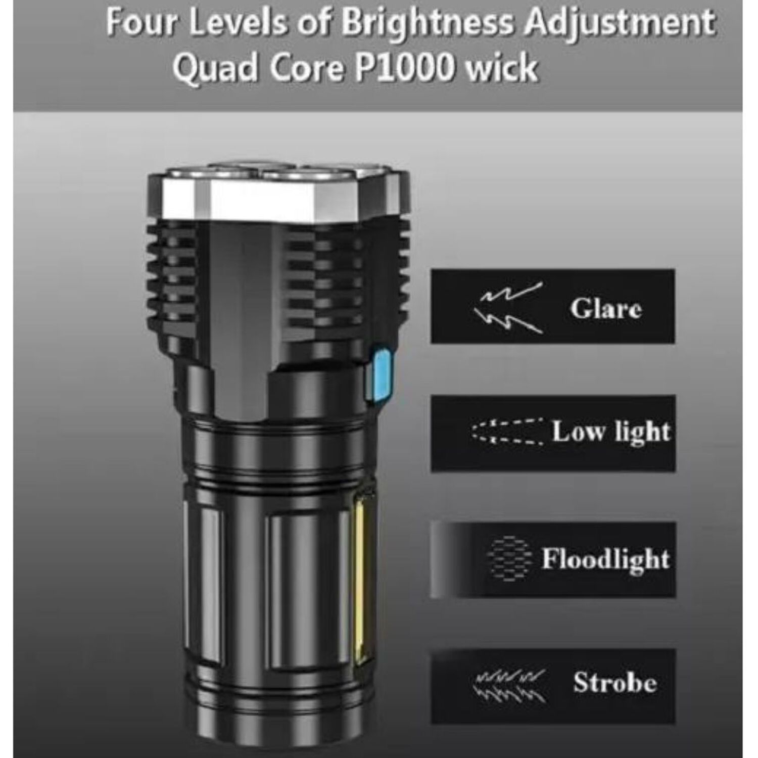 Linterna Led Usb Recargable Alto Alcance 330 Mts 4 Focos image number 4.0