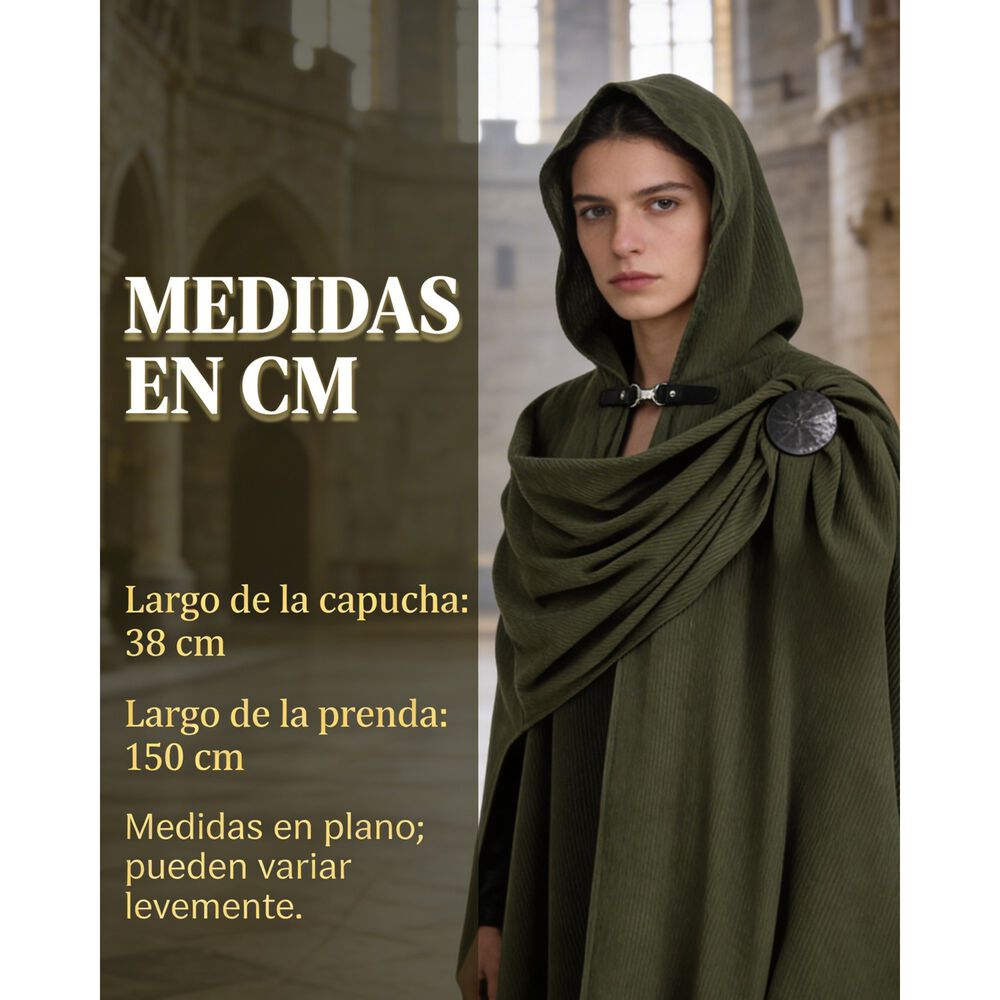 Disfraz Capa Con Capucha Medieval Con Broche Para Cosplay Halloween Y Teatro Unisex image number 13.0