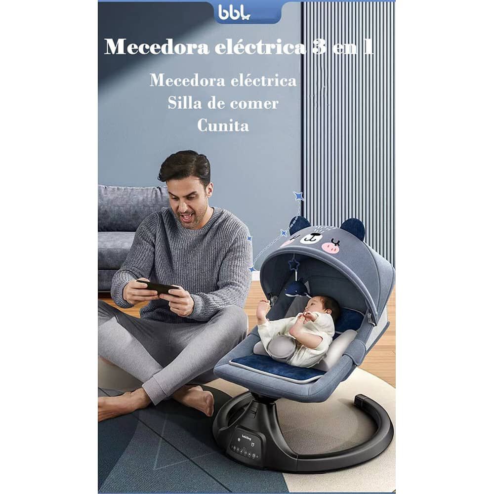 Mecedora El&eacute;ctrica Reclinable Bluetooth Lubabycas Osito image number 1.0