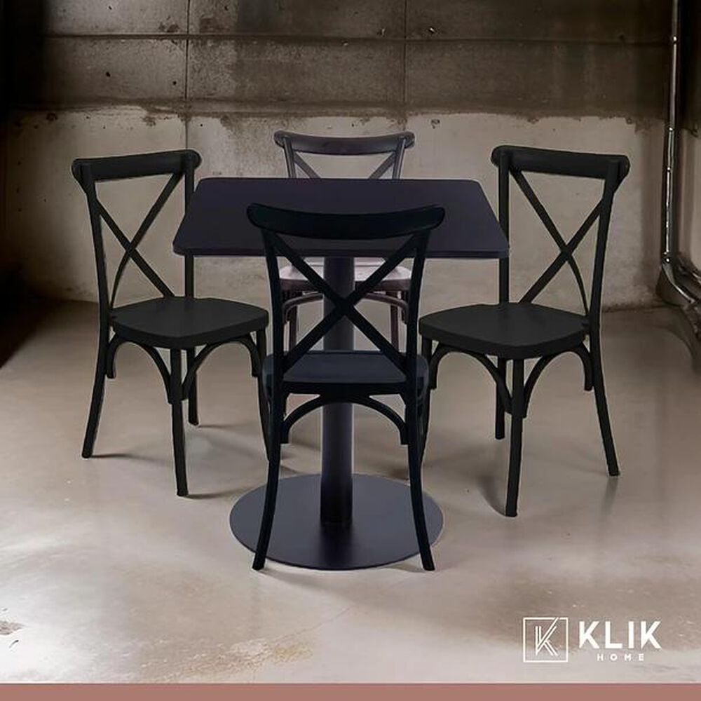 Mesa Restaurant 70x70 Tubo Metal Cubierta Mdf + 4 Sillas Crossback Danubio - Negra image number 1.0