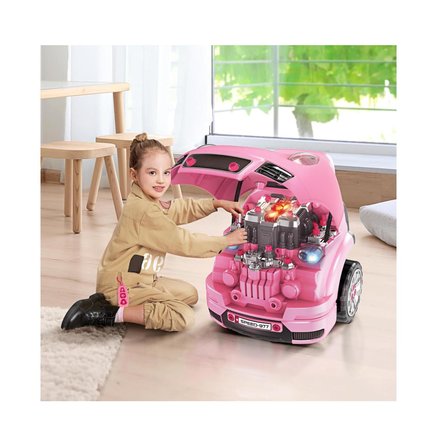 Juguete Auto Para Reparar Con Luces Sonidos Y Accesorios Rosa image number 1.0
