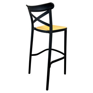 Taburete Bar Crossback Negra Asiento Beige