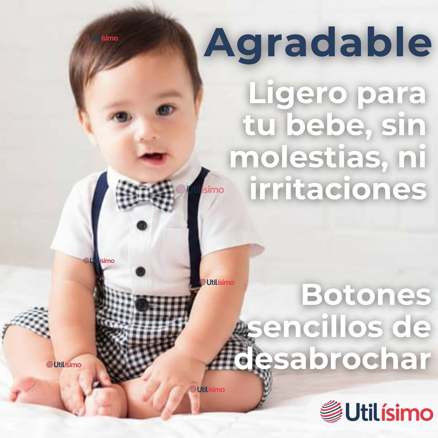 Conjunto De Vestir Con Tirantes Camisa Pantal&oacute;n Corto Algod&oacute;n Beb&eacute; Azul image number 7.0