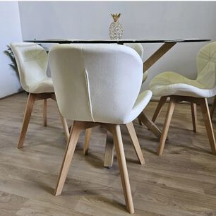 Comedor Mesa Warwick 100cm + 4 Sillas Mariposa Wood Beige