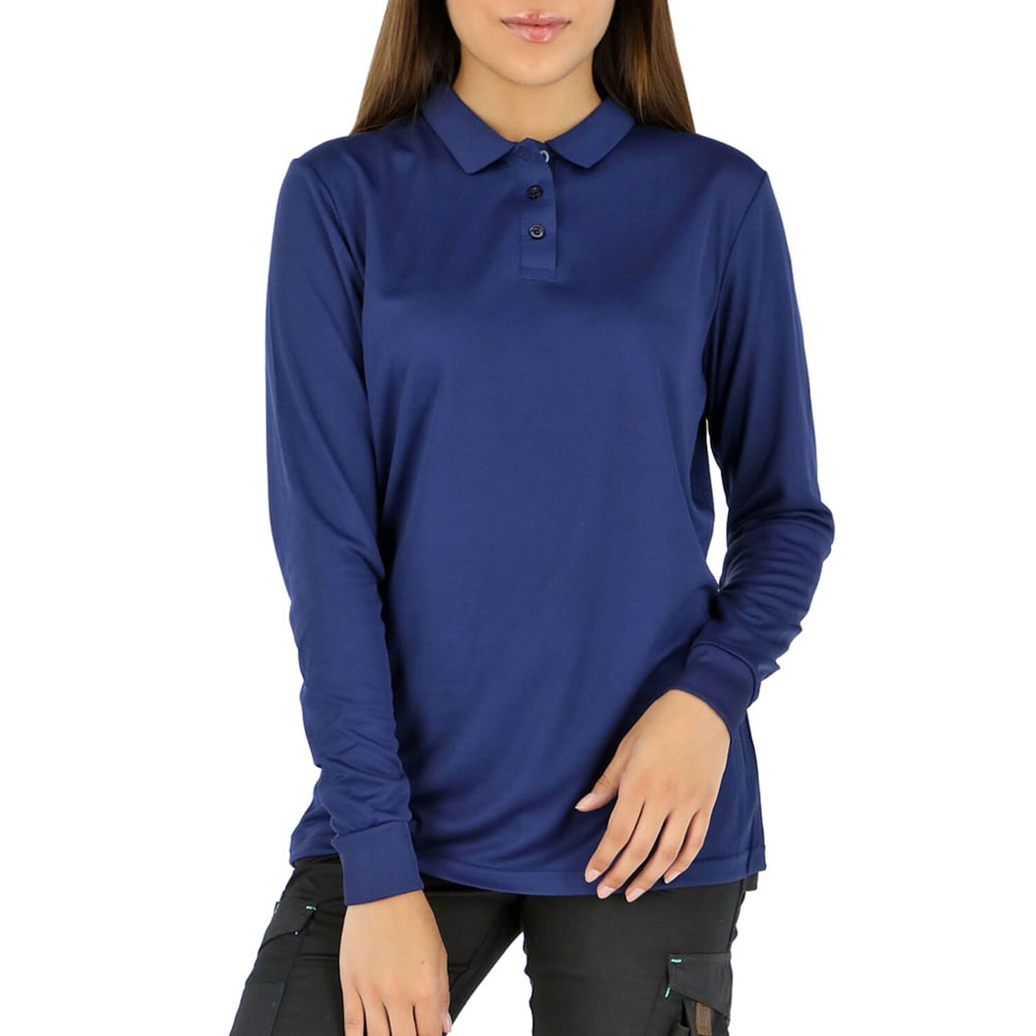 Polera Cooldry Quebec Manga Larga Mujer Azul image number 0.0