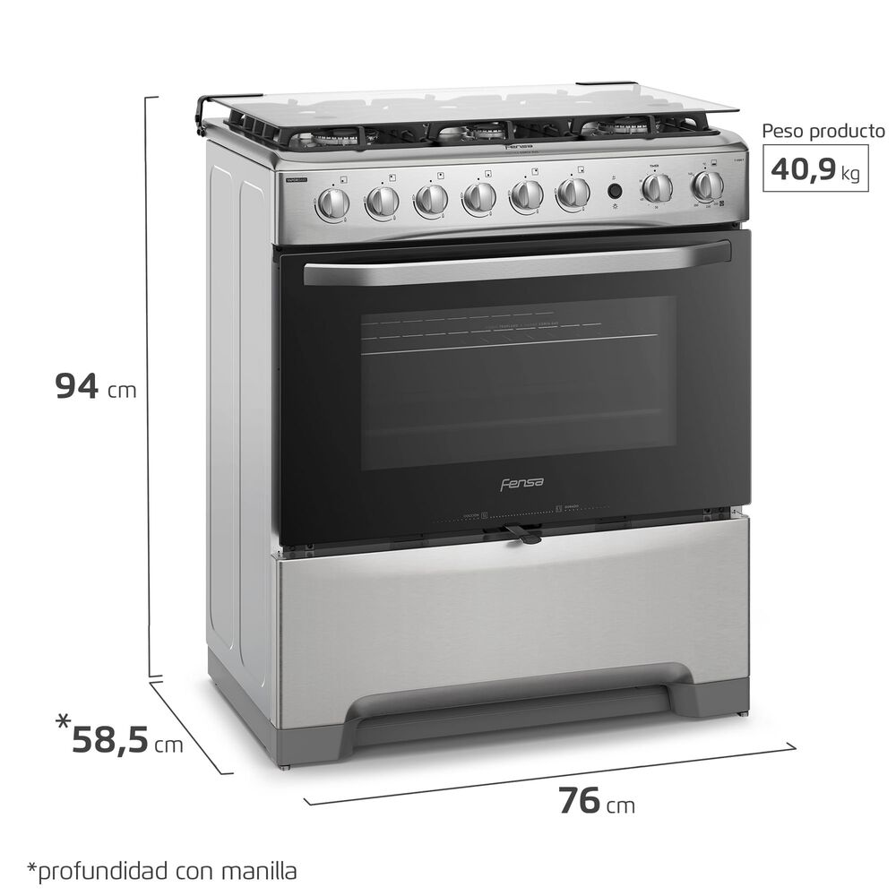 Cocina A Gas 6 Platos Fensa Experience F 5300 T Gris image number 2.0