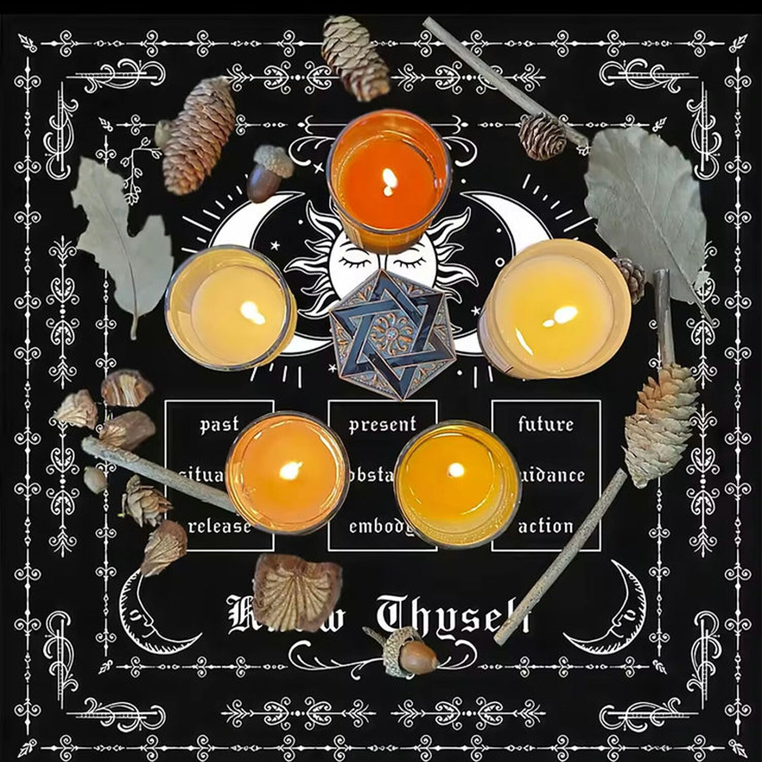 Pa&ntilde;o Lectura De Tarot 70x70 Cm Sol Y Luna image number 2.0