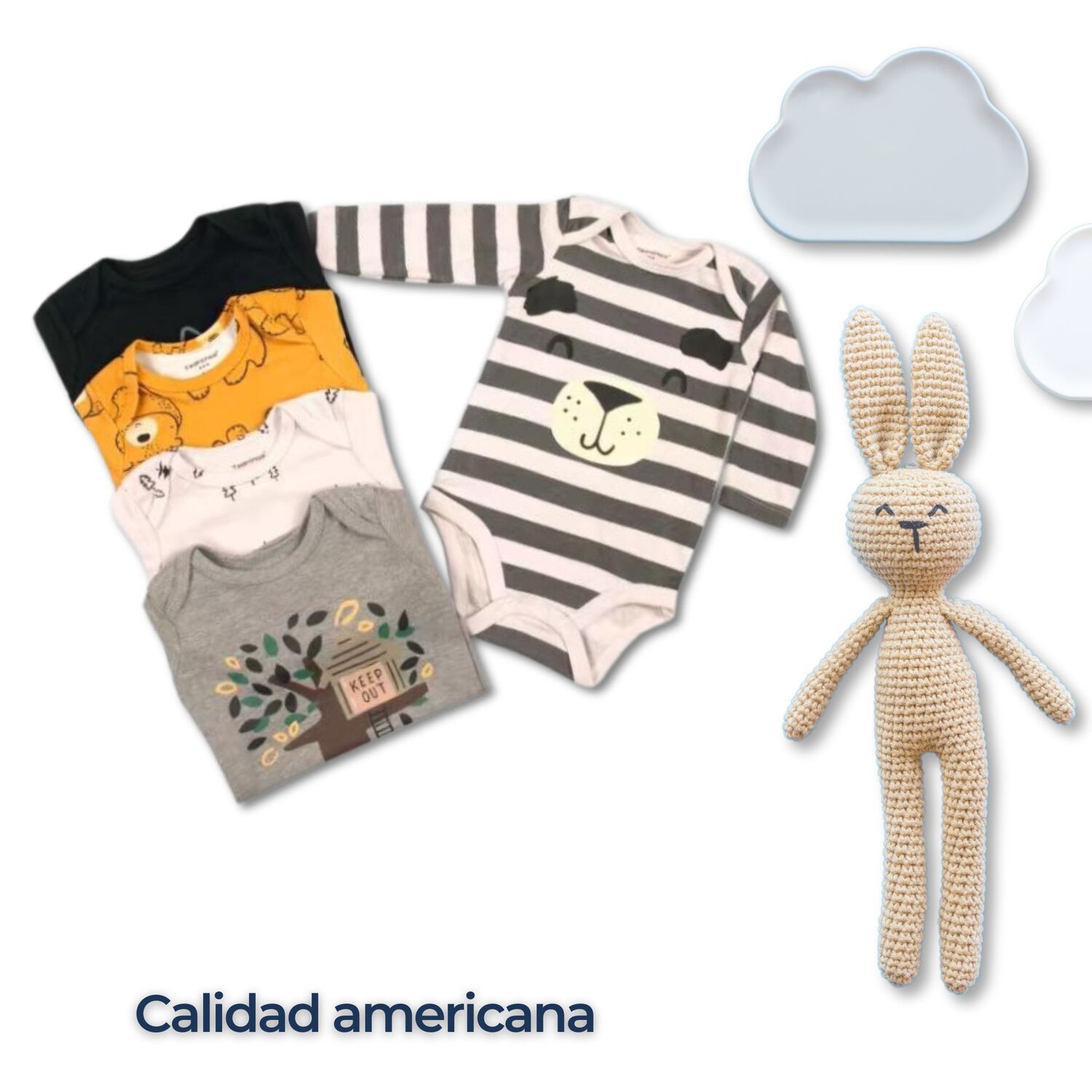 Pack 5 Bodys Ni&ntilde;o Manga Larga Tedmimak 100% Algod&oacute;n Teddy Bears image number 5.0