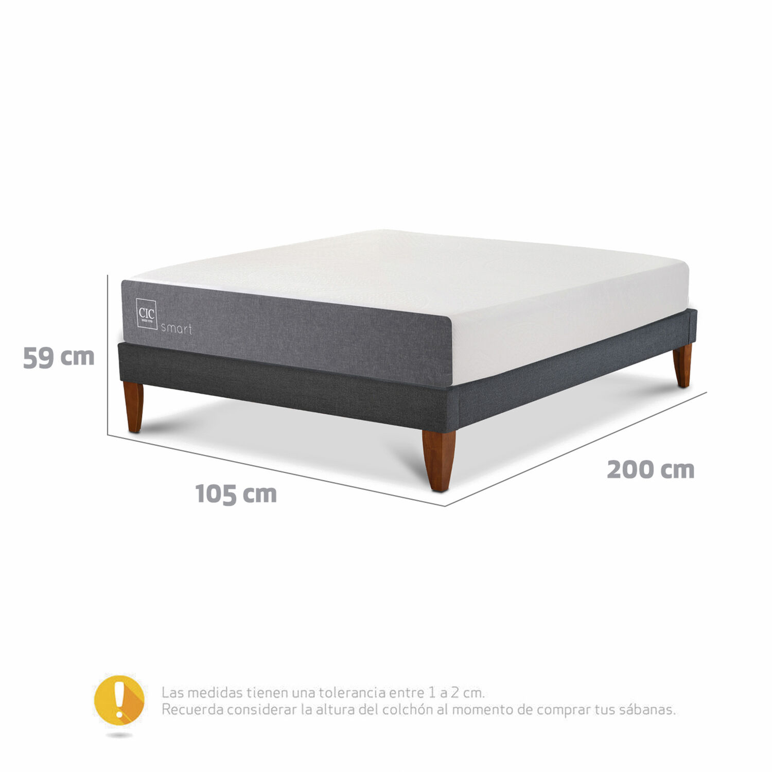 Cama Europea Cic Smart / 1.5 Plazas / Base Normal image number 2.0