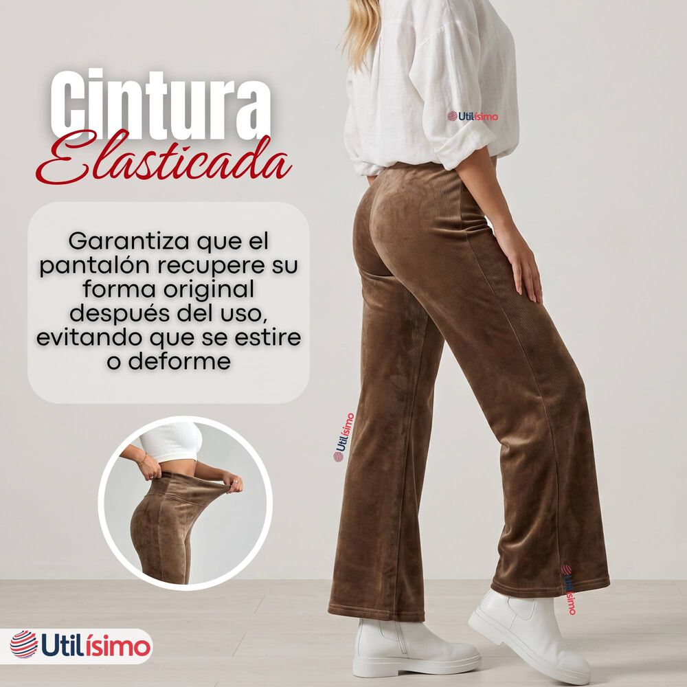 Pantal&oacute;n Cotel&eacute; Palazzo Polar Con Chiporro Elasticado T&eacute;rmico Caf&eacute; image number 8.0