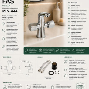 Monoblock Llave Grifo Para Lavatorio Modelo Novella Marca Fas