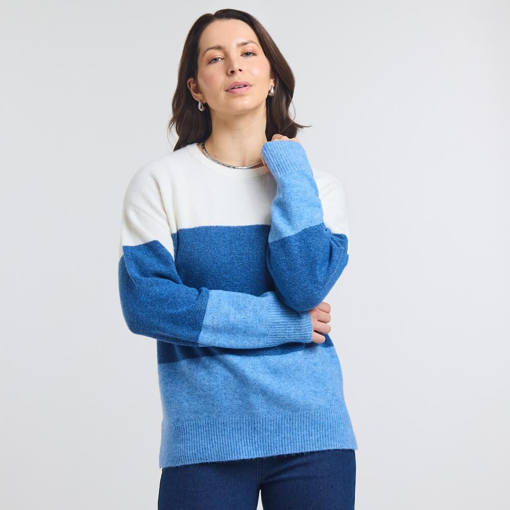 Sweater Bloque Color Regular Manga Larga Cuello Redondo Mujer Geeps image number 0.0