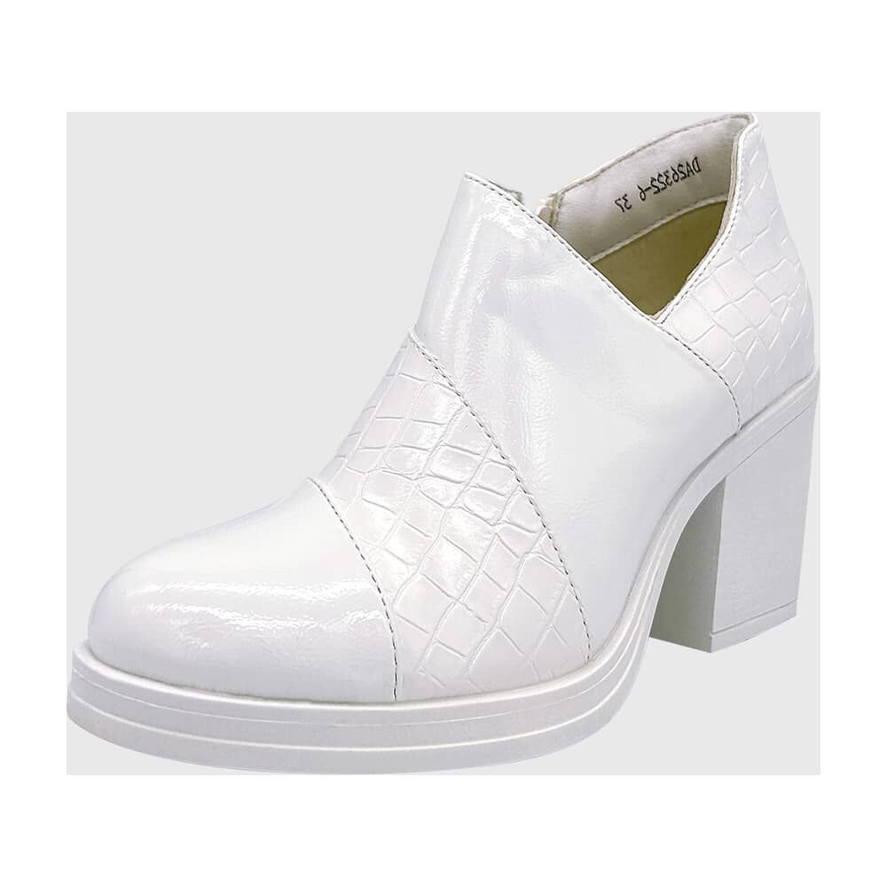 Botin Para Mujer Charol Con Taco Blanco image number 0.0
