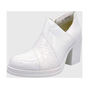 Botin Para Mujer Charol Con Taco Blanco