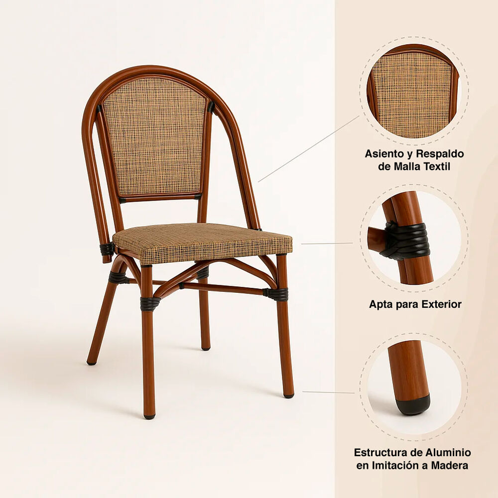 Silla Bistro Parisina Textileno - Beige image number 4.0