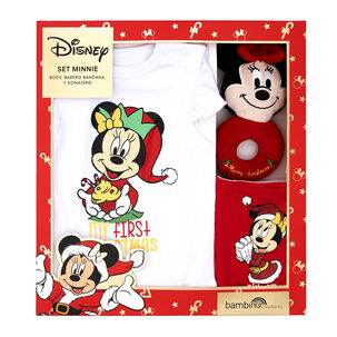 Set 3 Piezas Navidad Disney Rojo Niña Minnie 6 - 9 Meses