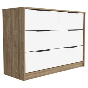 Comoda 4 Cajones 2 Puertas Abatibles Fm-020c - Café Claro / Blanco