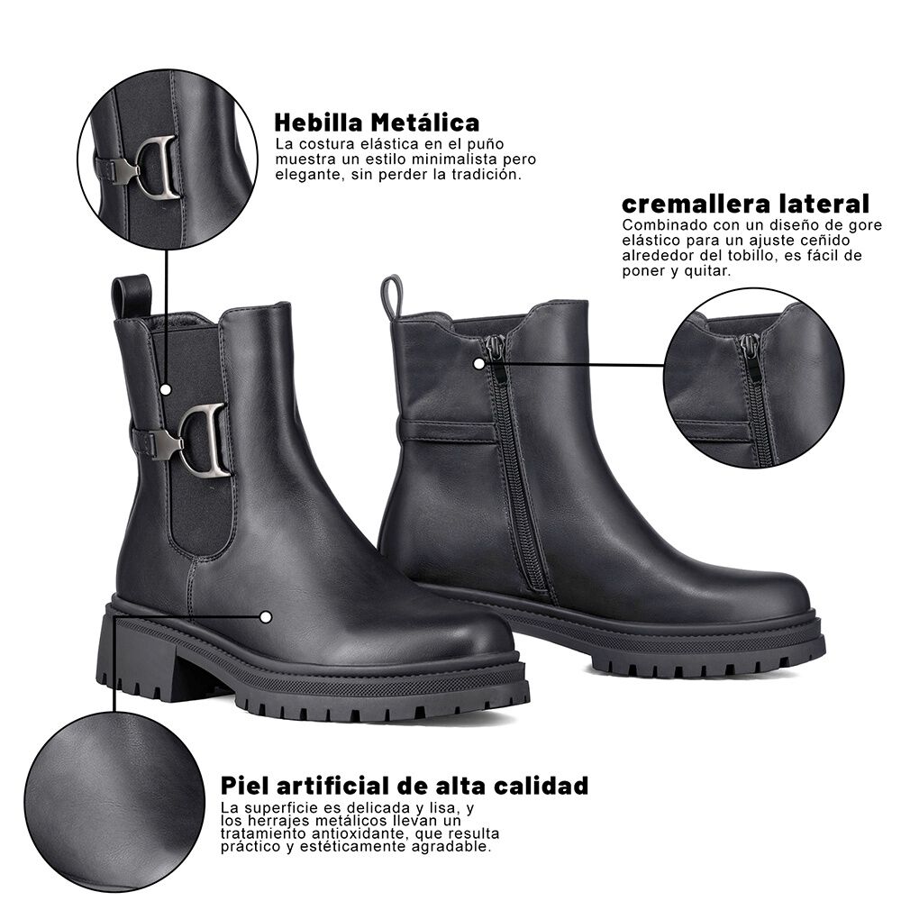 Botin Casual Mujer Eco Cuero Con Felpa Comodo Weide Zs60 image number 7.0