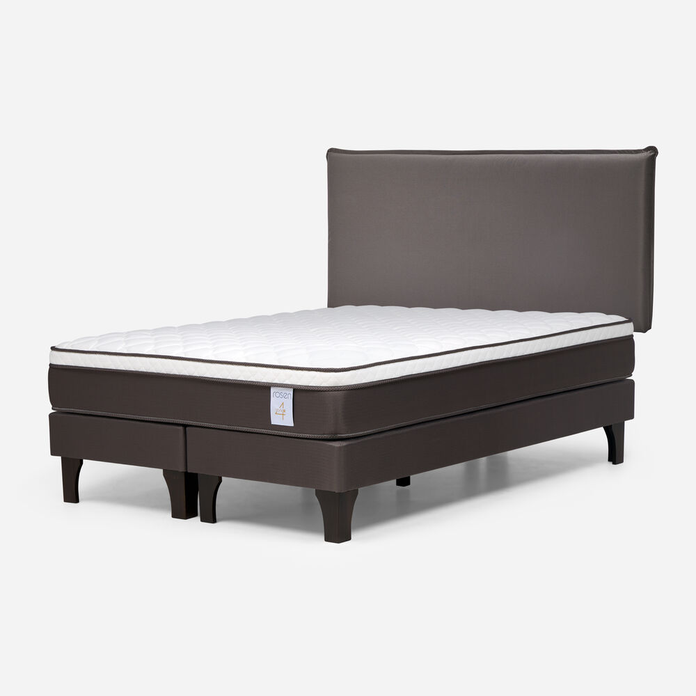 Cama Europea Rosen New Style 4 Plus / King / Base Dividida  + Respaldo Maurice Chocolate image number 1.0