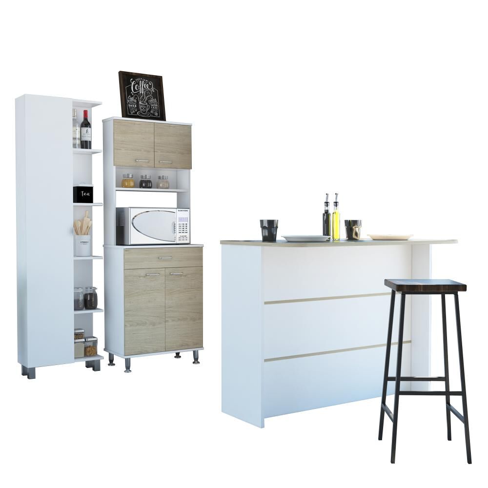 Mueble Cocina 60 + Barra De Cocina + Optimizador Kitchen - Rovere / Blanco Tuhome image number 1.0