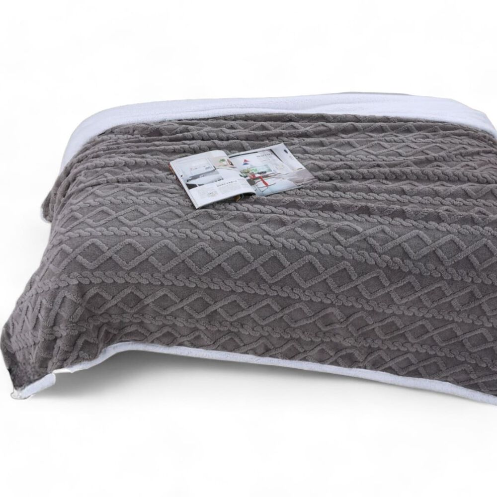 Frazada Polar Con Chiporro Medida 230x250cm King Color Gris Ftch (1) image number 0.0