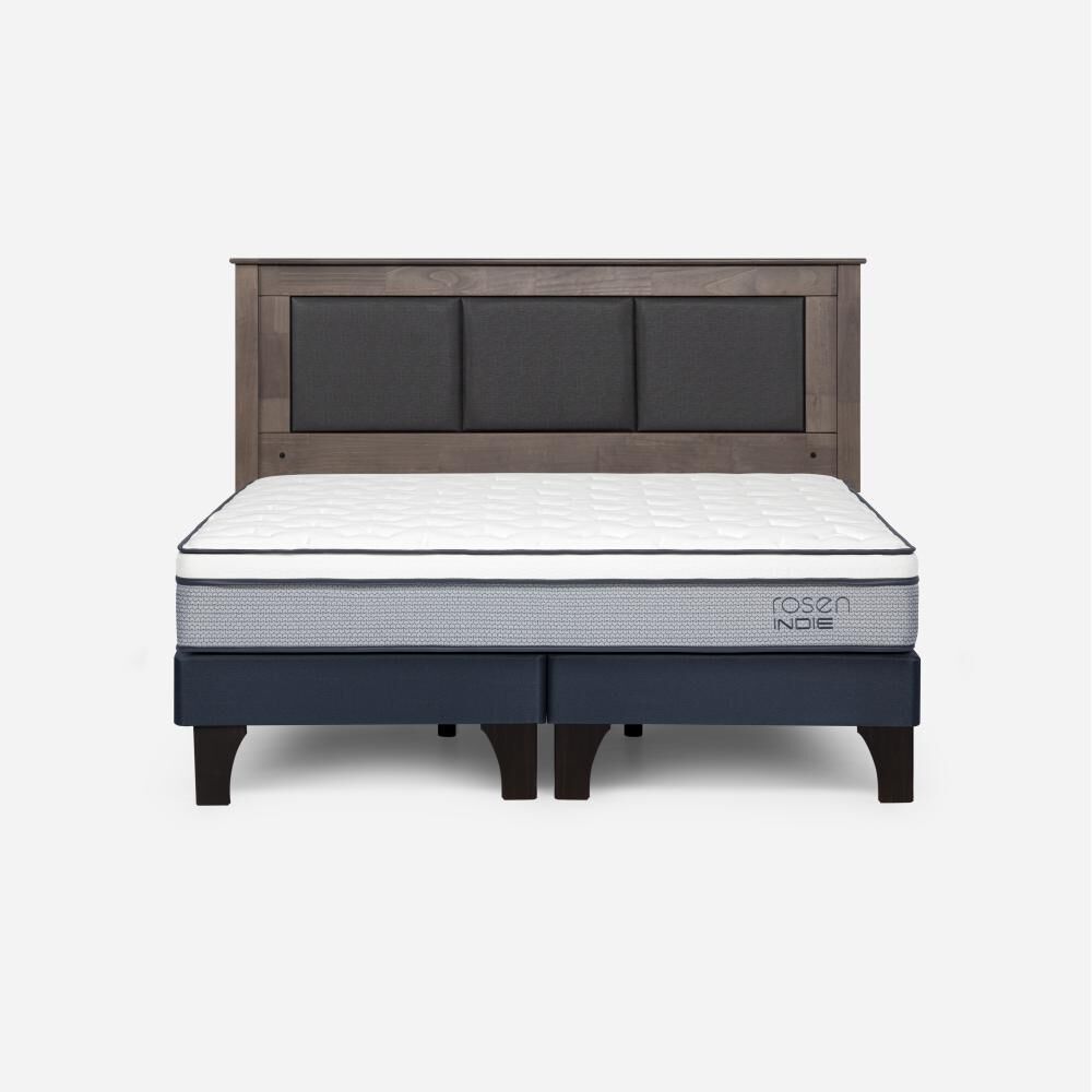 Cama Europea Rosen Indie / 2 Plazas / Base Dividida  + Respaldo Rachel Gris image number 0.0