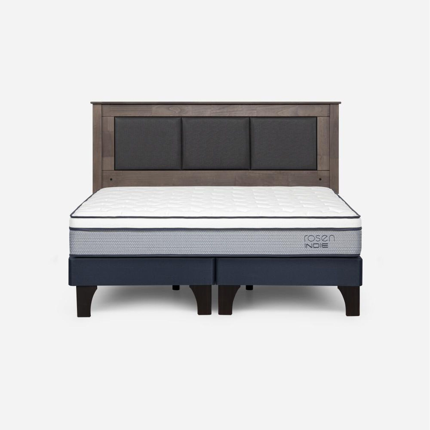 Cama Europea Rosen Indie / 2 Plazas / Base Dividida  + Respaldo Rachel Gris image number 0.0